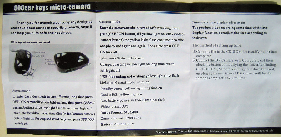 Instruction sheet in English