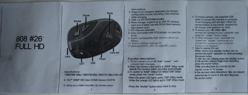 808 #26 Instructions